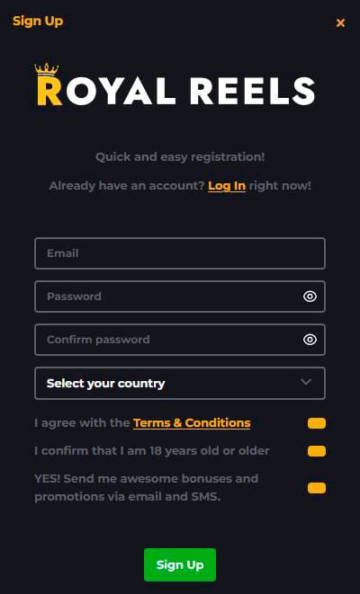 register royal reels casino